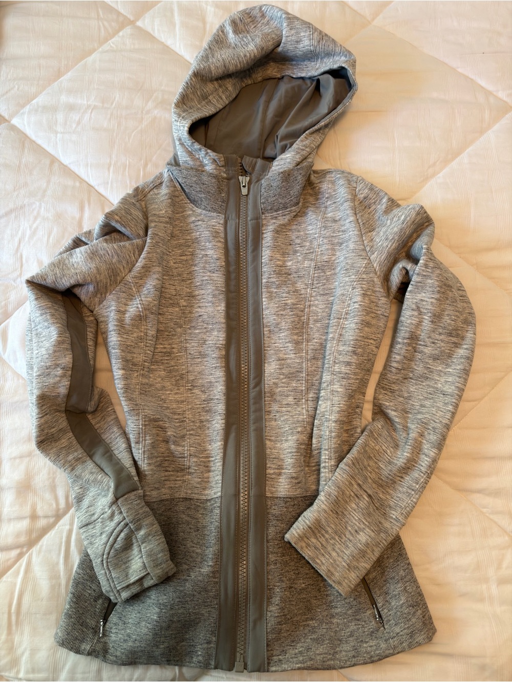 Athleta Hooded Full Zip Jacket Heather Grey Size S